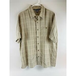 Guide Series Shirt Men's Size Large Tan Plaid Short Sleeve Pocket Button Up